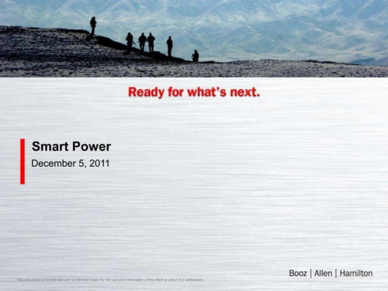Cover slide 26 from Joining Forces_ Interagency Collaboration And _smart Power_ Booz