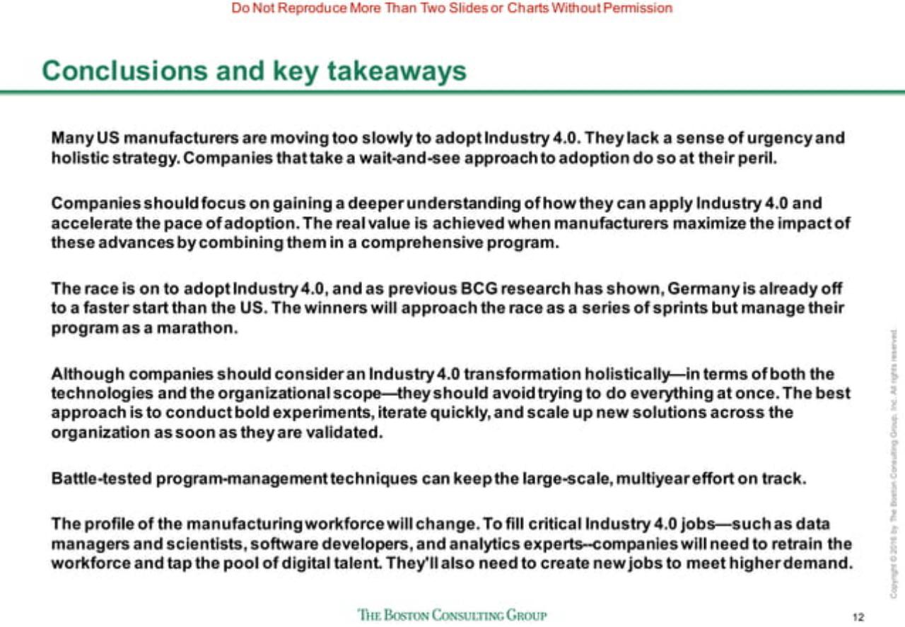 Text slide 13 from Sprinting To Value In Industry 40 Perspectives From And Implications For US Manufacturers BCG