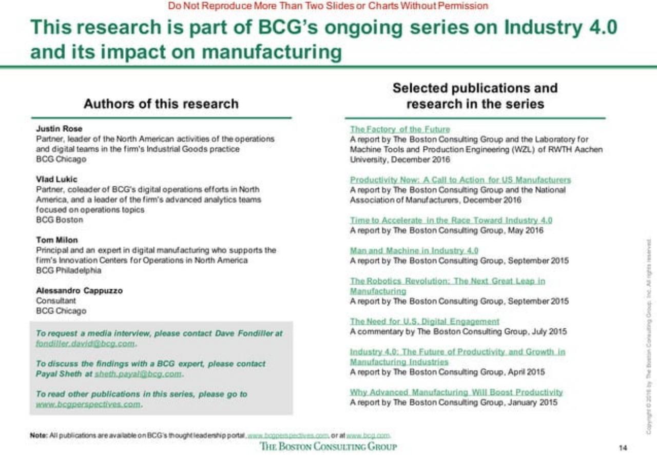 Text slide 15 from Sprinting To Value In Industry 40 Perspectives From And Implications For US Manufacturers BCG