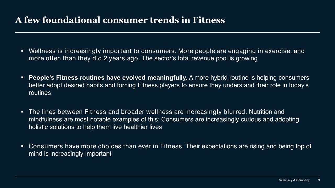 Text slide 3 from A Changing Fitness Consumer McKinsey