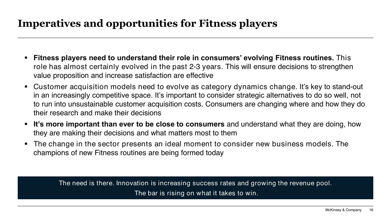 Text slide 16 from A Changing Fitness Consumer McKinsey