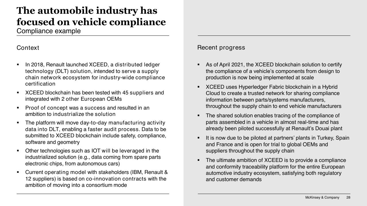 Comparison slide 28 from Blockchain And Digital Assets McKinsey