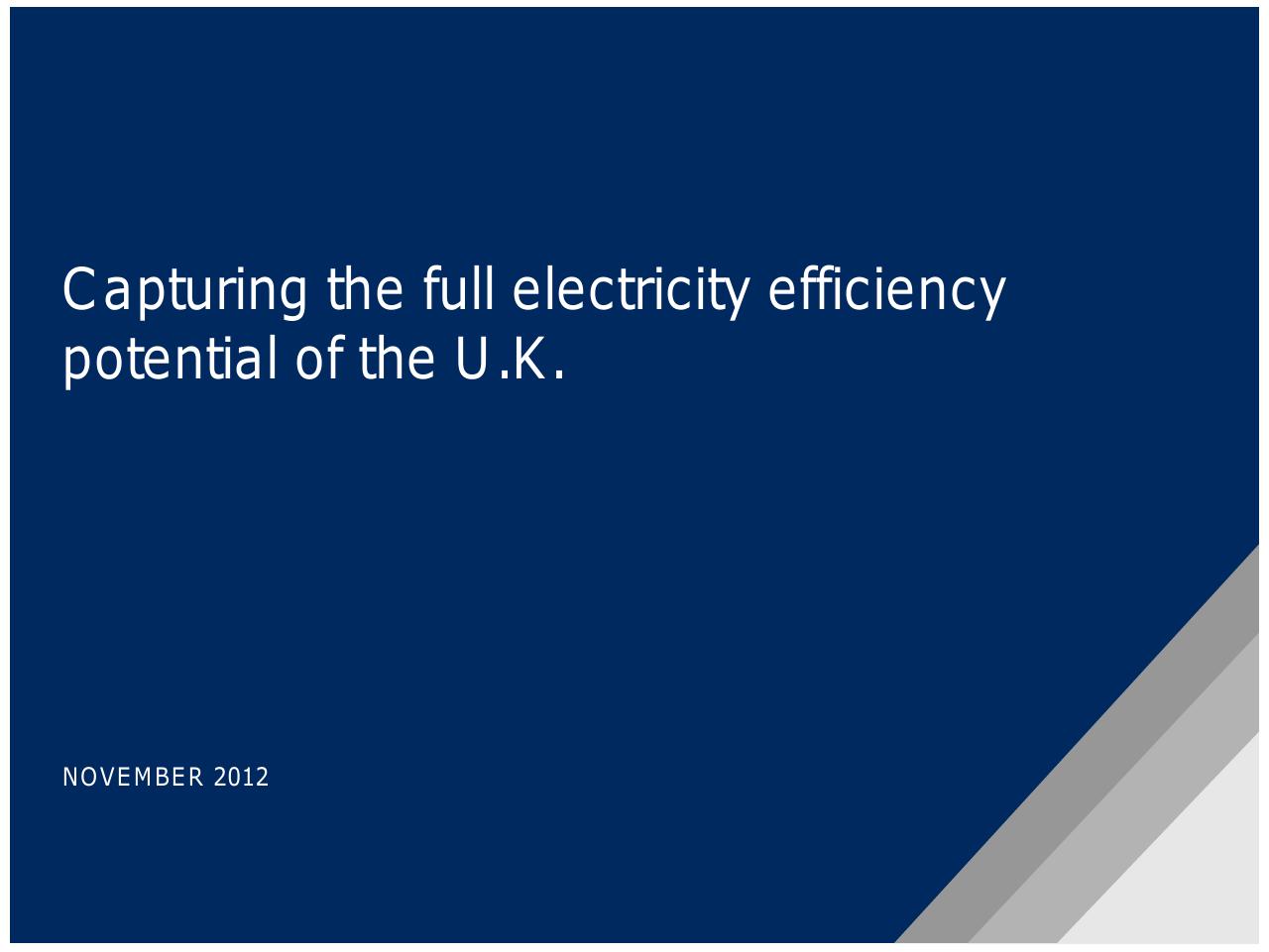 Capturing The Full Electricity Efficiency Potential Of The UK consulting deck cover
