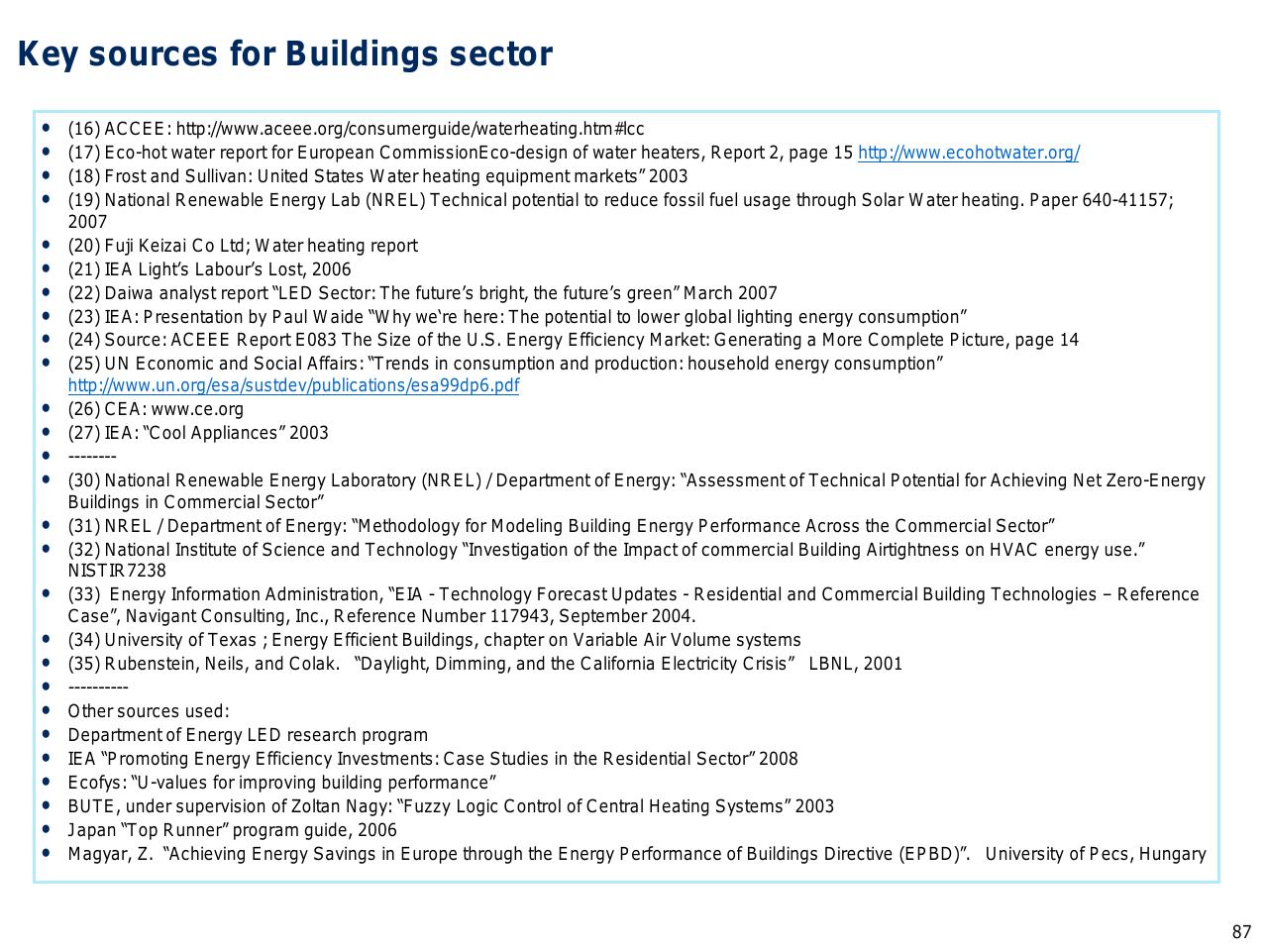 Text slide 88 from Capturing The Full Electricity Efficiency Potential Of The UK