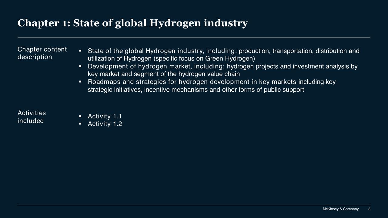 Section Divider slide 3 from Chilean Hydrogen Pathway McKinsey