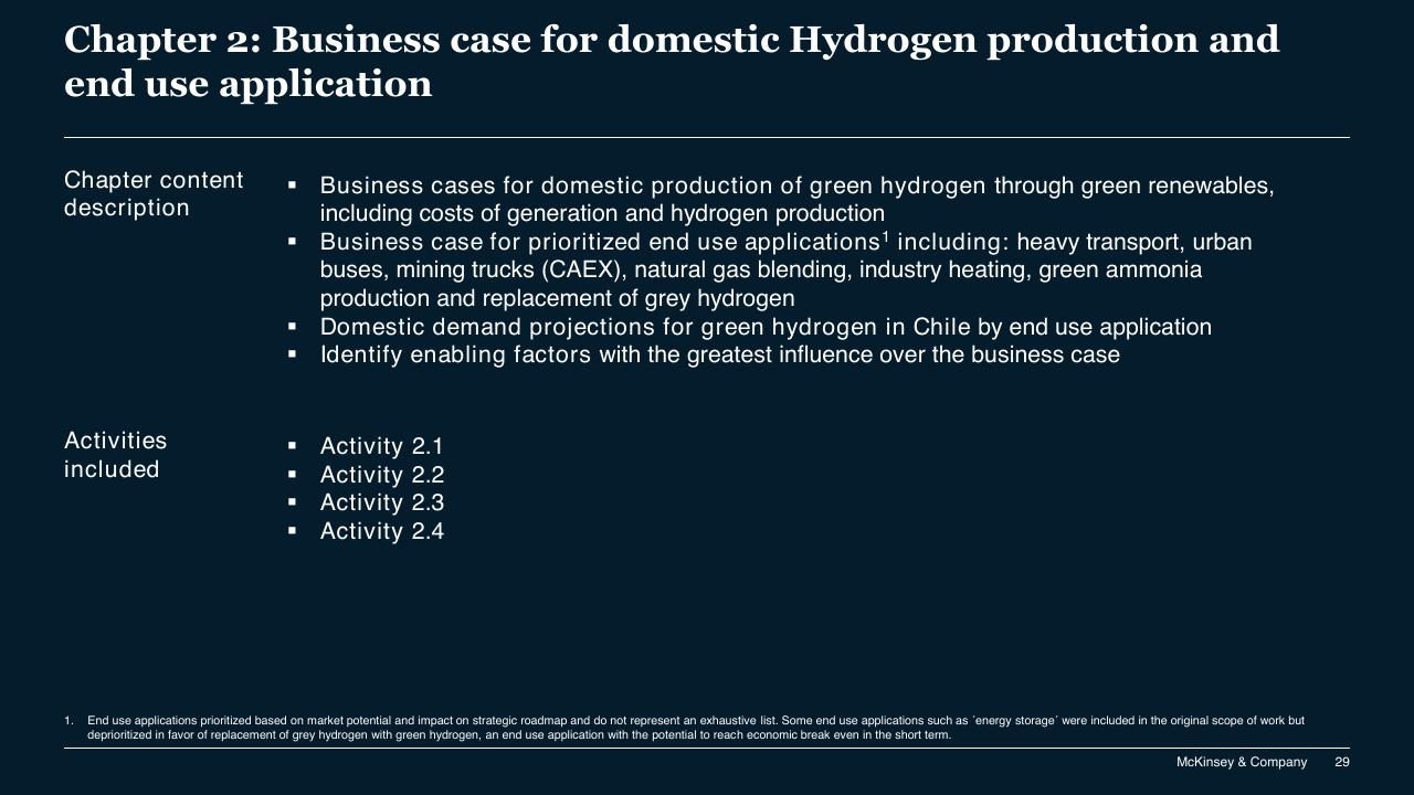Section Divider slide 29 from Chilean Hydrogen Pathway McKinsey