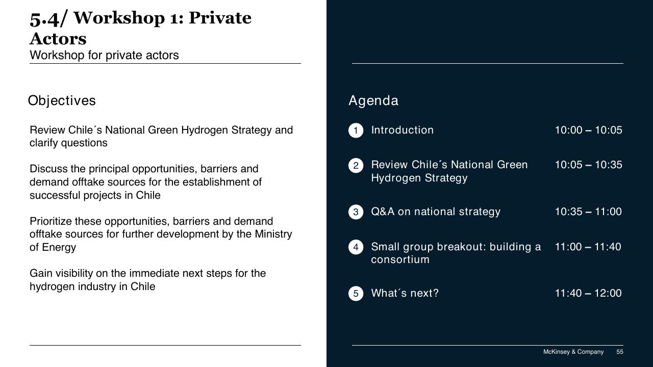 Comparison slide 55 from Chilean Hydrogen Pathway McKinsey