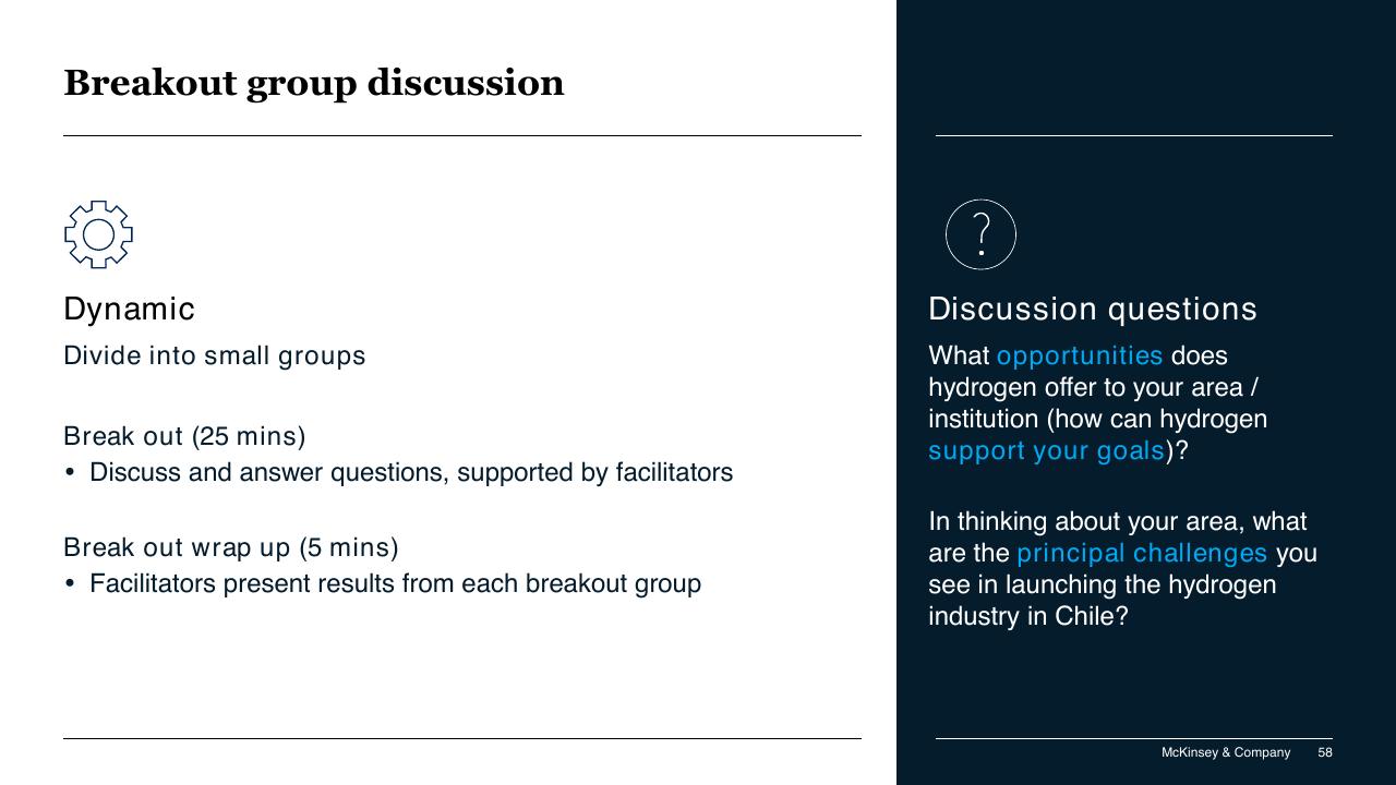 Text slide 58 from Chilean Hydrogen Pathway McKinsey