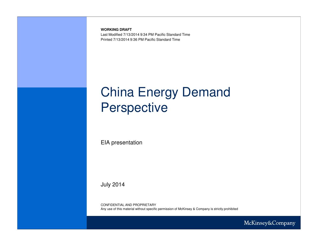 Cover slide 18 from China Energy Demand Perspective