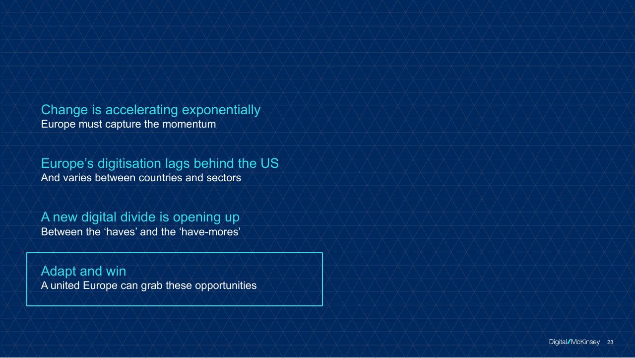 Text slide 23 from Digital Europe_ Pushing The Frontier Capturing The Benefits