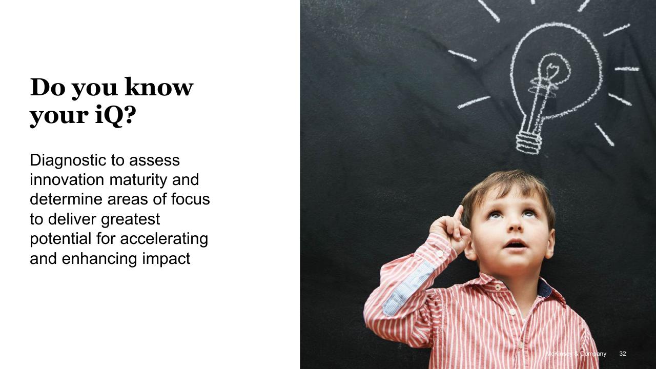 Text slide 32 from Driving Innovation At Scale McKinsey
