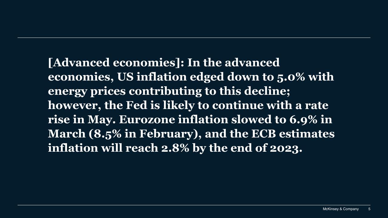 Text slide 5 from Global Economics Intelligence McKinsey