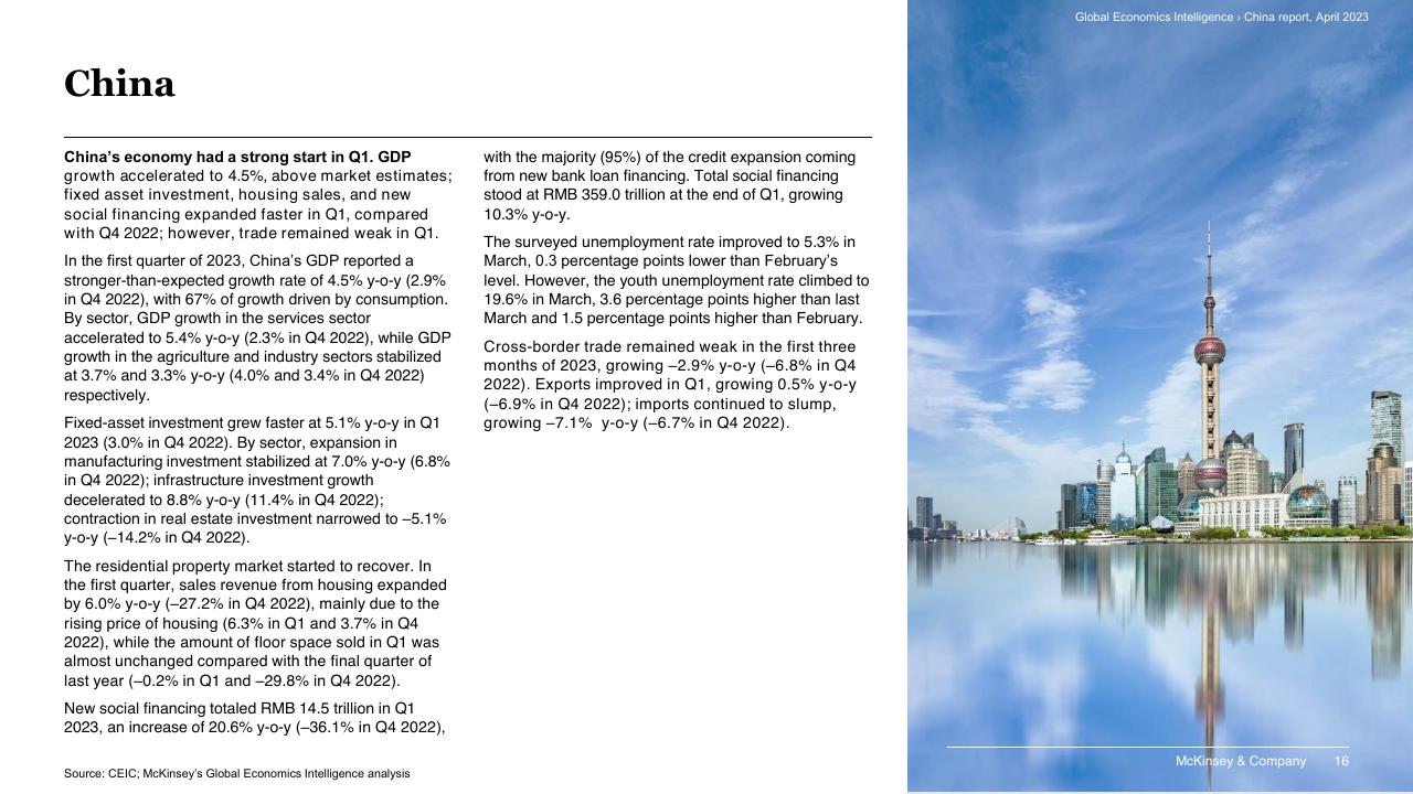 Text slide 16 from Global Economics Intelligence McKinsey