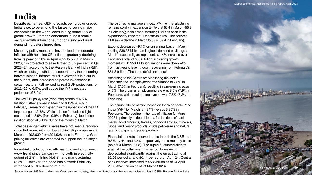 Table slide 19 from Global Economics Intelligence McKinsey