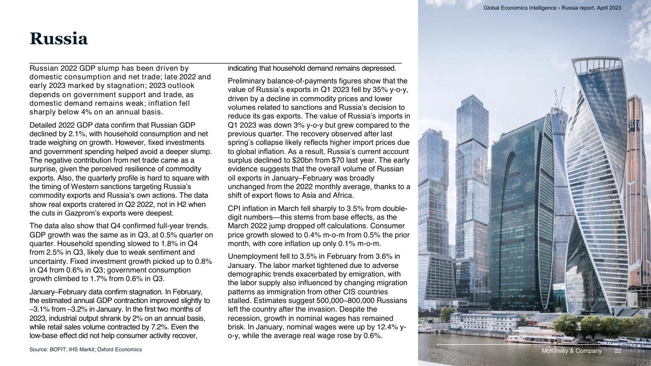 Table slide 22 from Global Economics Intelligence McKinsey