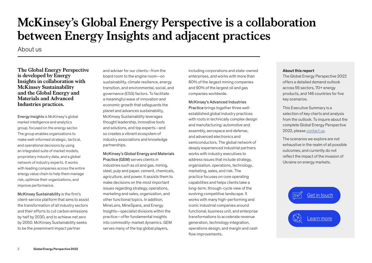 Text slide 2 from Global Energy Perspective 2022 McKinsey