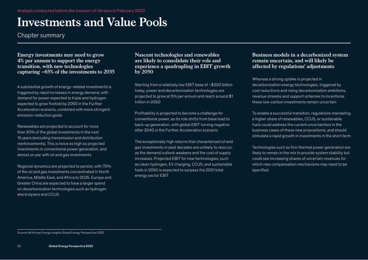 Text slide 23 from Global Energy Perspective 2022 McKinsey