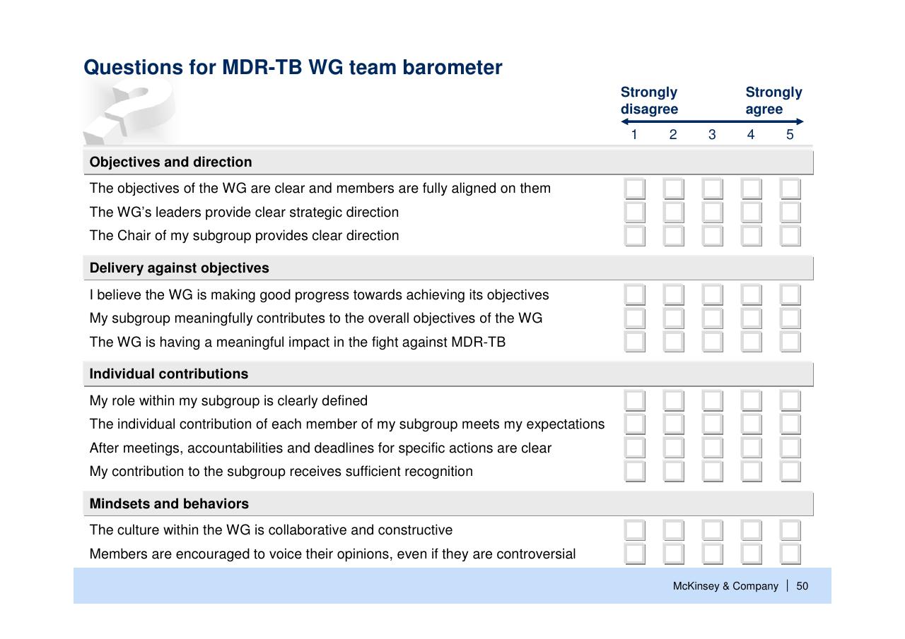 Table slide 51 from Helping Global Health Partnerships To Increase Their Impact Stop Tb Partnership McKinsey Collaboration