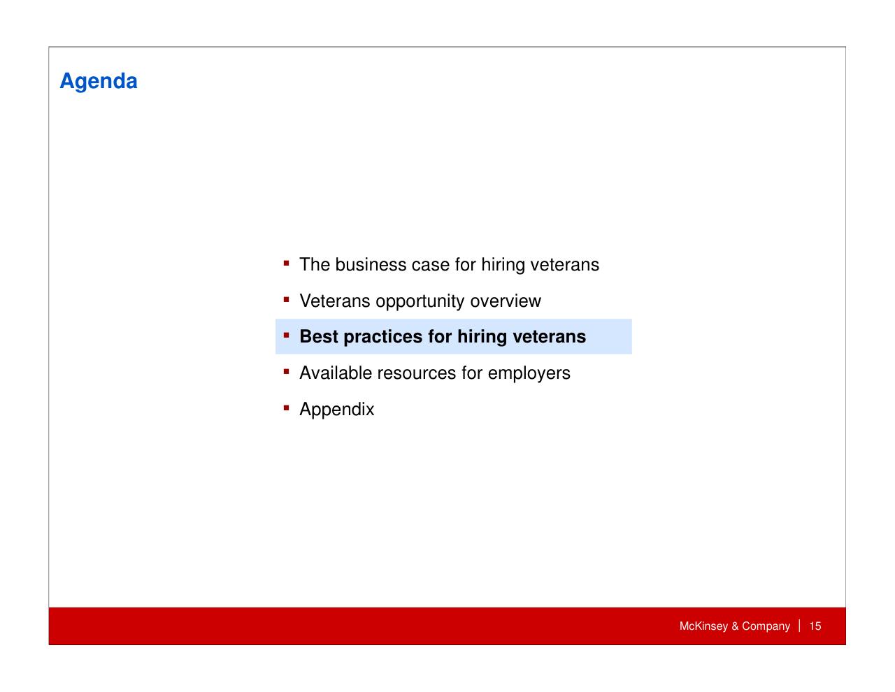 Agenda slide 16 from How Companies Can Capture The Veteran Opportunity