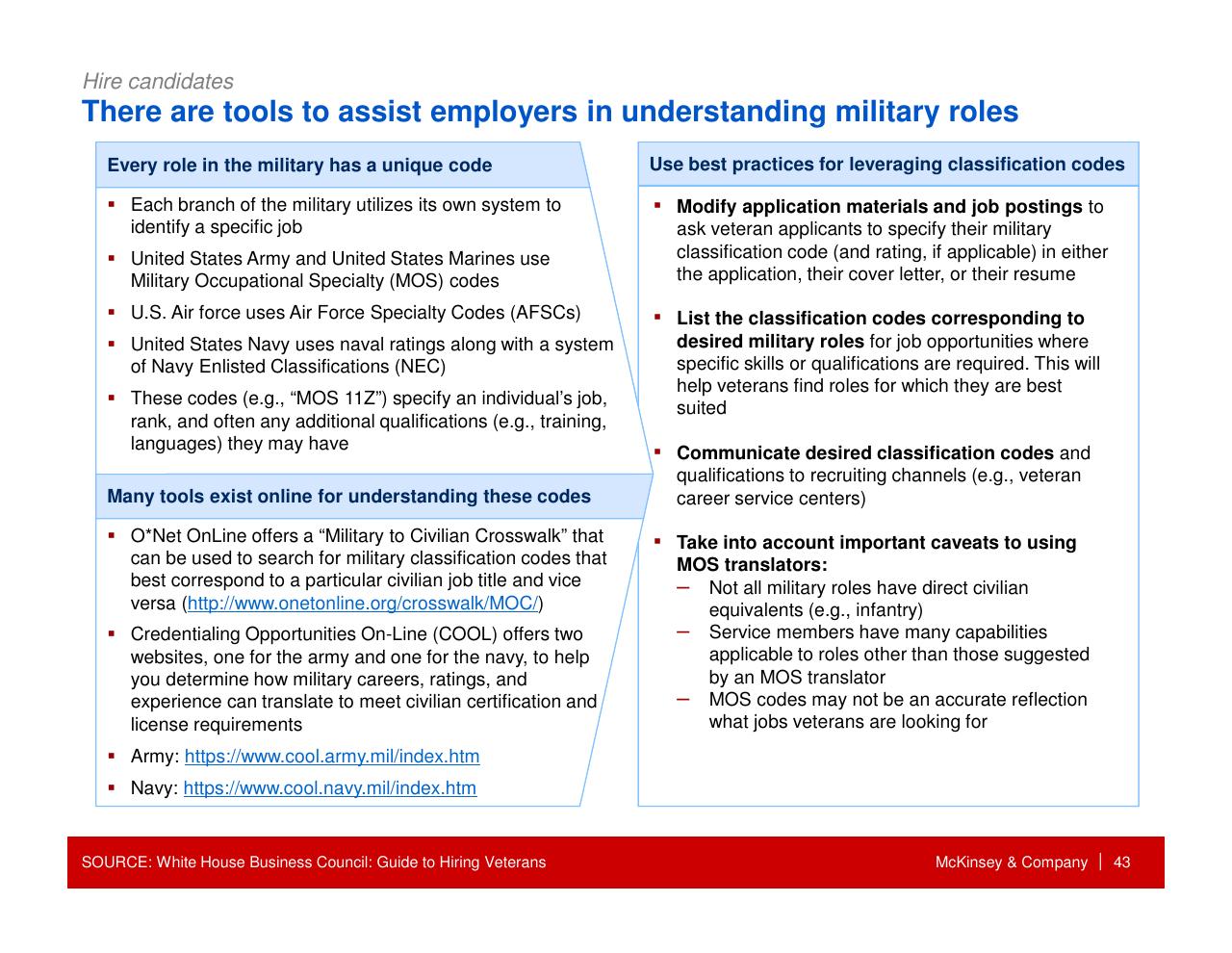 Comparison slide 44 from How Companies Can Capture The Veteran Opportunity