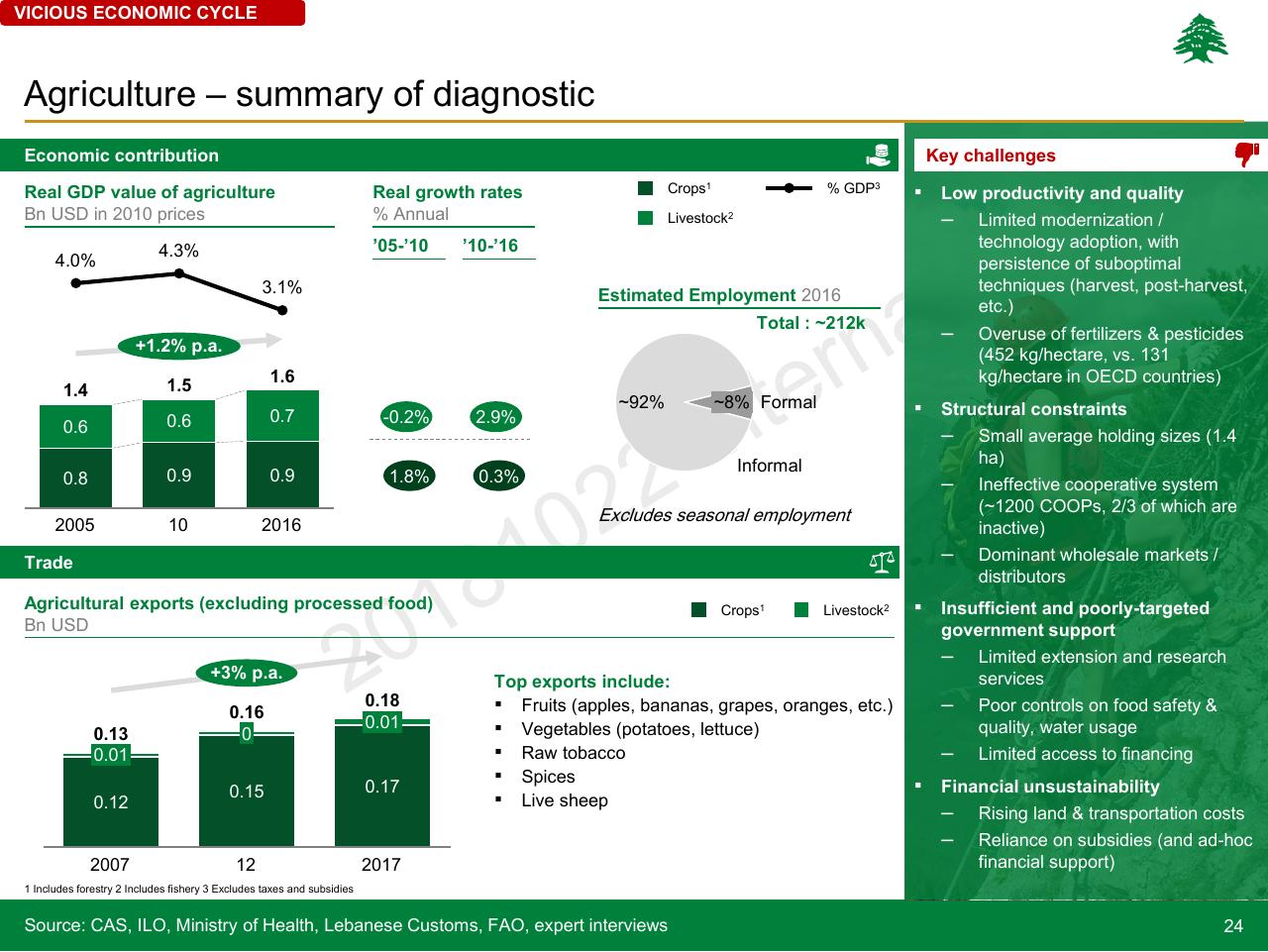 Dashboard slide 24 from Lebanon Economic Vision