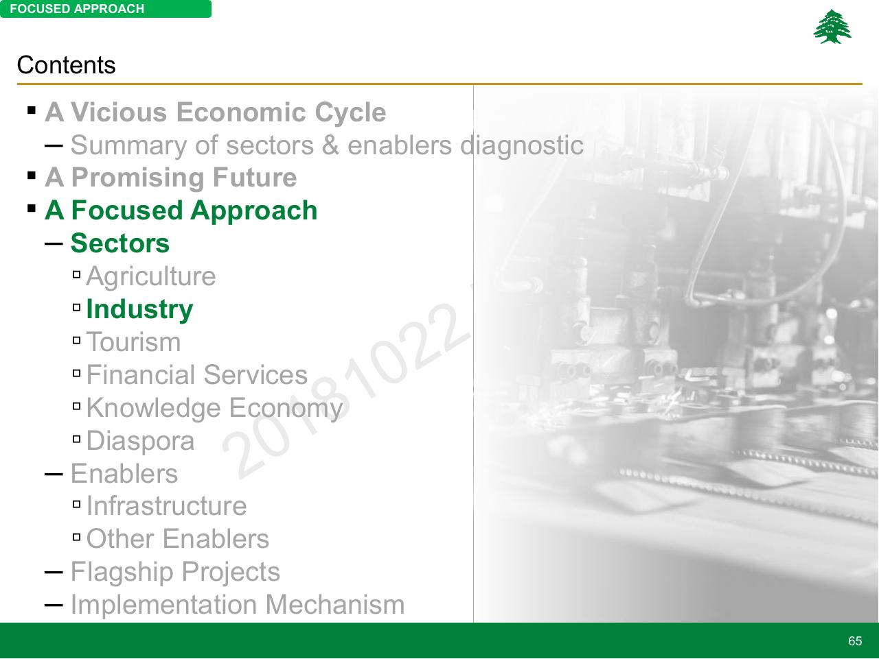 Text slide 65 from Lebanon Economic Vision