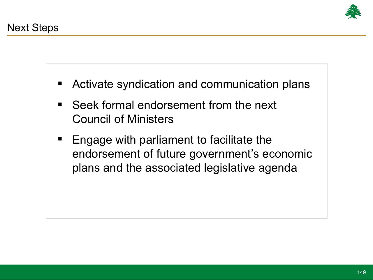 Text slide 149 from Lebanon Economic Vision