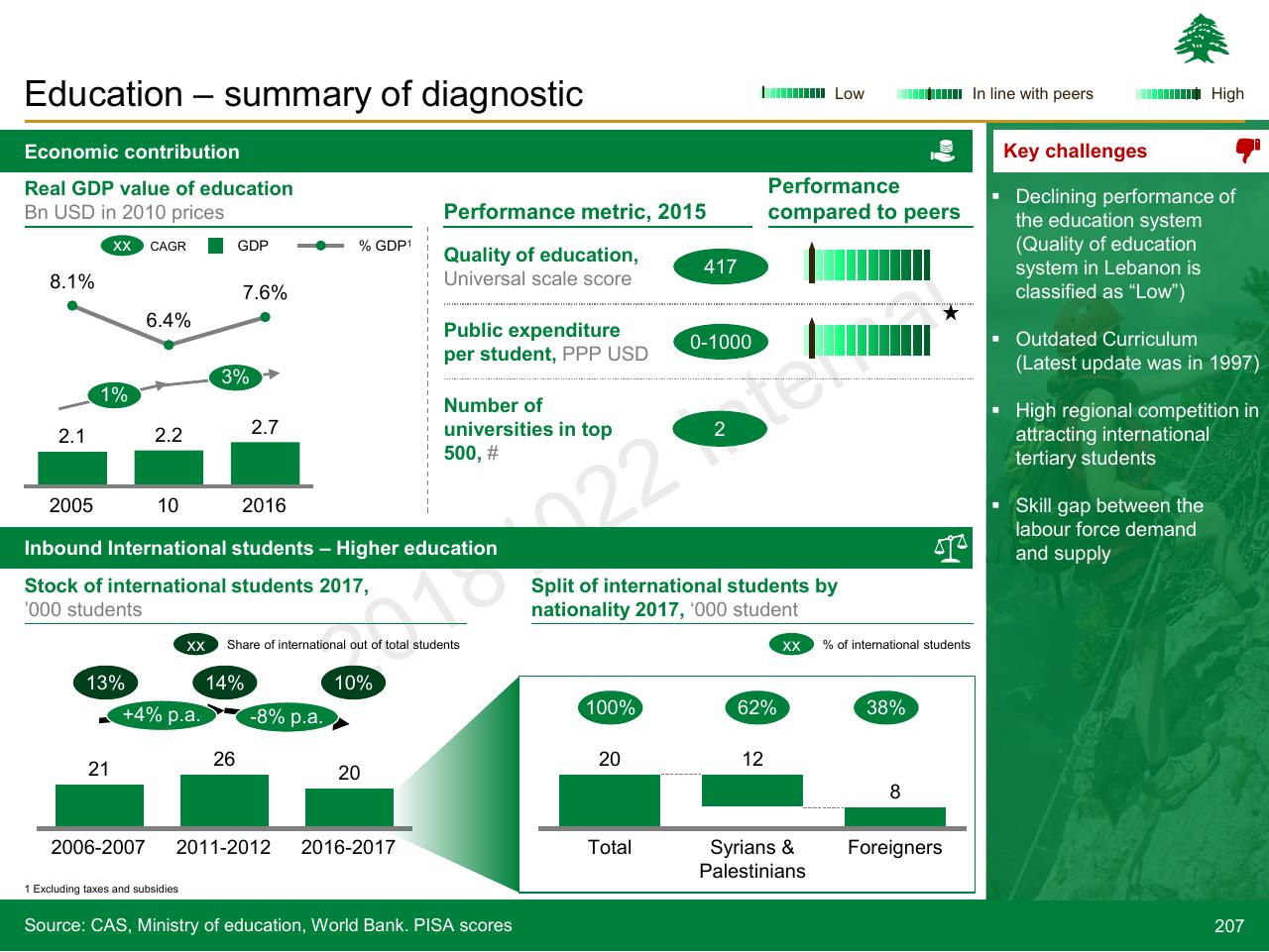Dashboard slide 207 from Lebanon Economic Vision