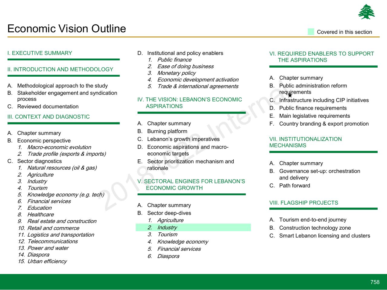 Agenda slide 758 from Lebanon Economic Vision