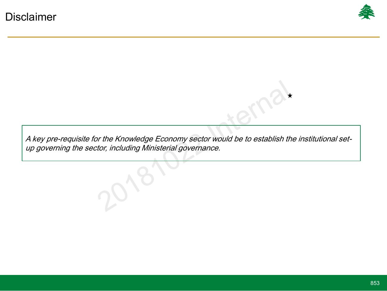 Text slide 853 from Lebanon Economic Vision