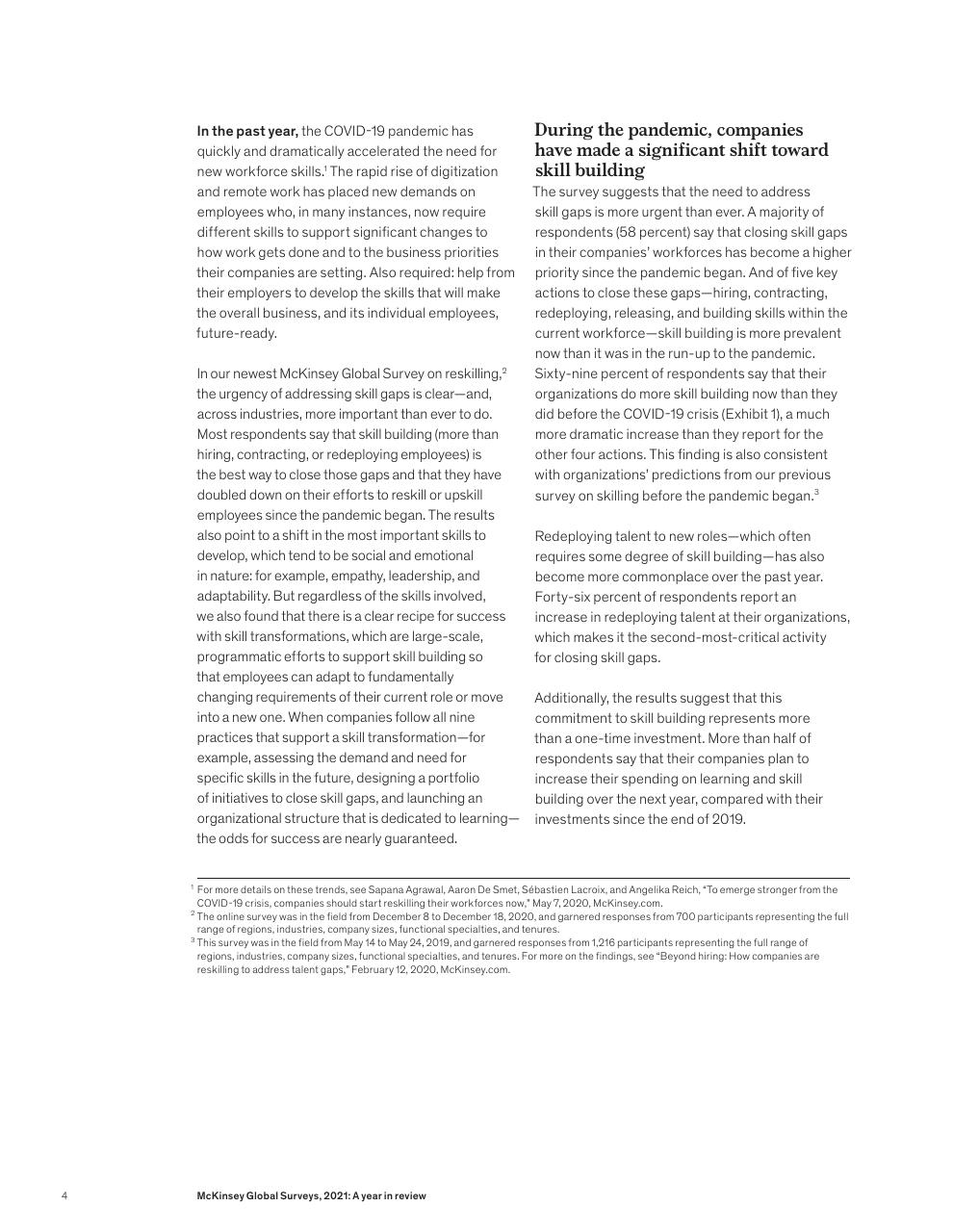 Text slide 6 from McKinsey Global Surveys 2021 A Year In Review