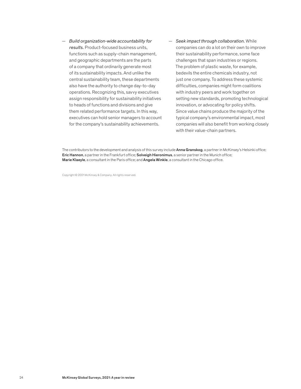 Text slide 26 from McKinsey Global Surveys 2021 A Year In Review