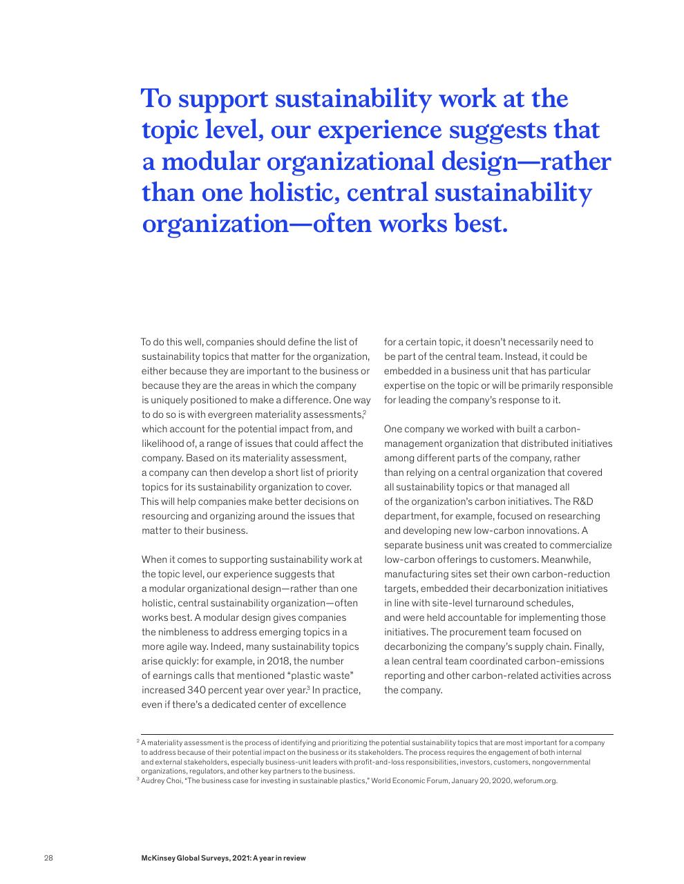 Text slide 30 from McKinsey Global Surveys 2021 A Year In Review
