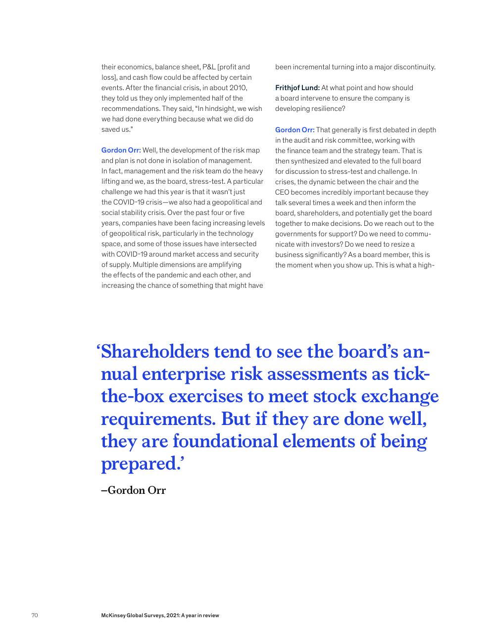 Quote slide 72 from McKinsey Global Surveys 2021 A Year In Review