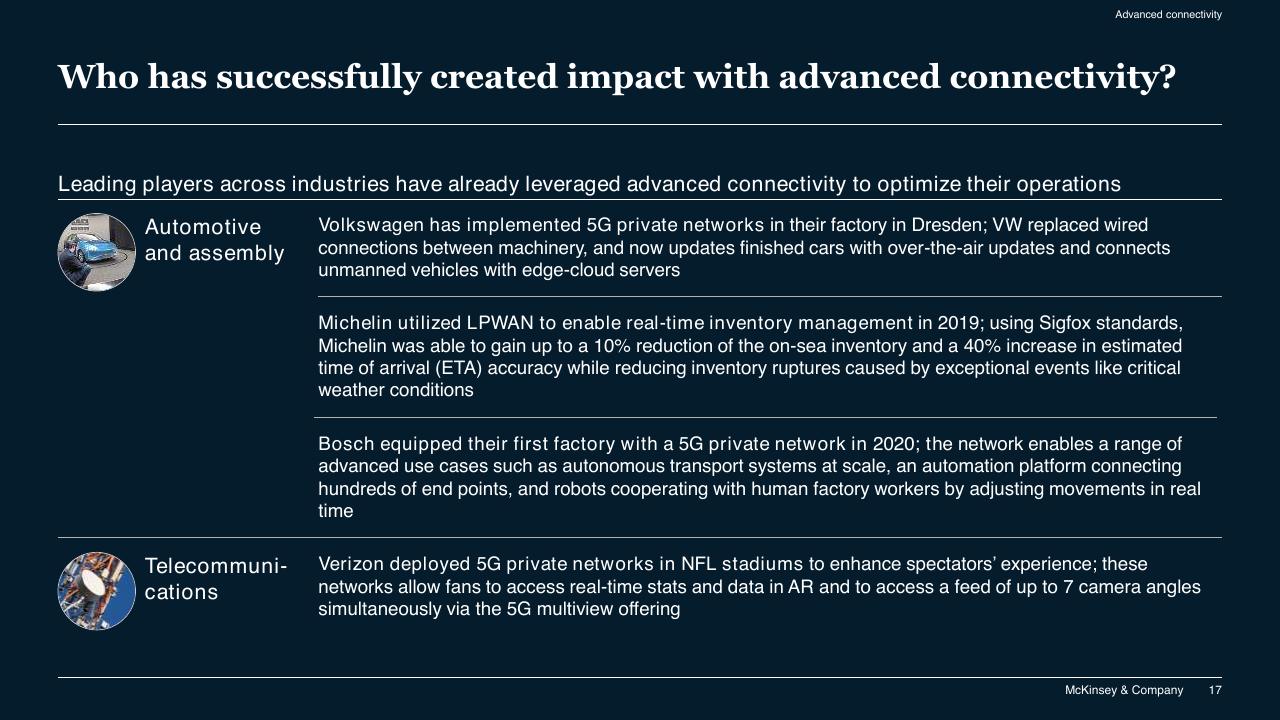 Text slide 17 from McKinsey Technology Trends Outlook 2022 Report McKinsey