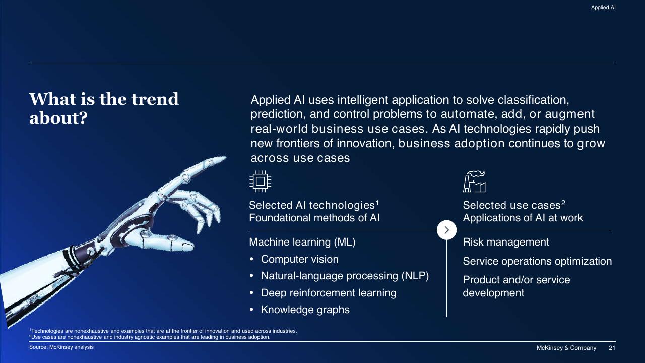 Comparison slide 21 from McKinsey Technology Trends Outlook 2022 Report McKinsey