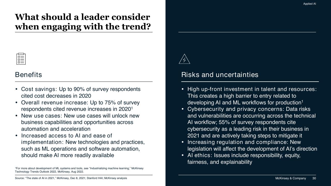 Comparison slide 30 from McKinsey Technology Trends Outlook 2022 Report McKinsey