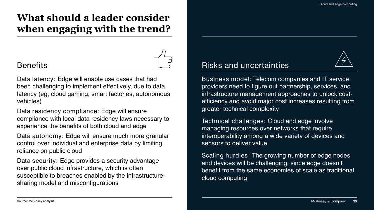 Comparison slide 39 from McKinsey Technology Trends Outlook 2022 Report McKinsey