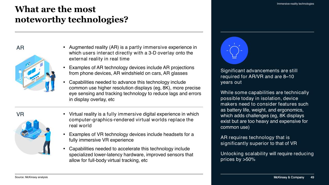 Comparison slide 49 from McKinsey Technology Trends Outlook 2022 Report McKinsey