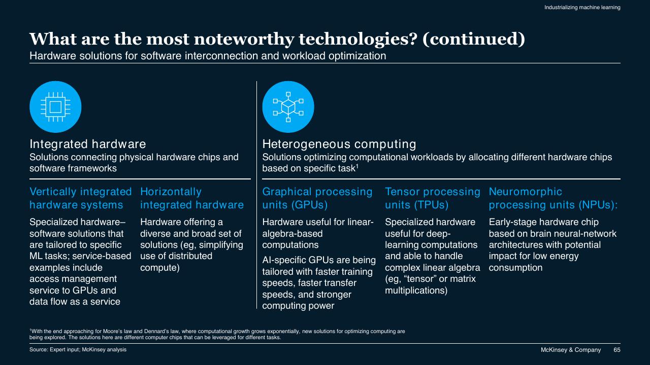 Comparison slide 65 from McKinsey Technology Trends Outlook 2022 Report McKinsey
