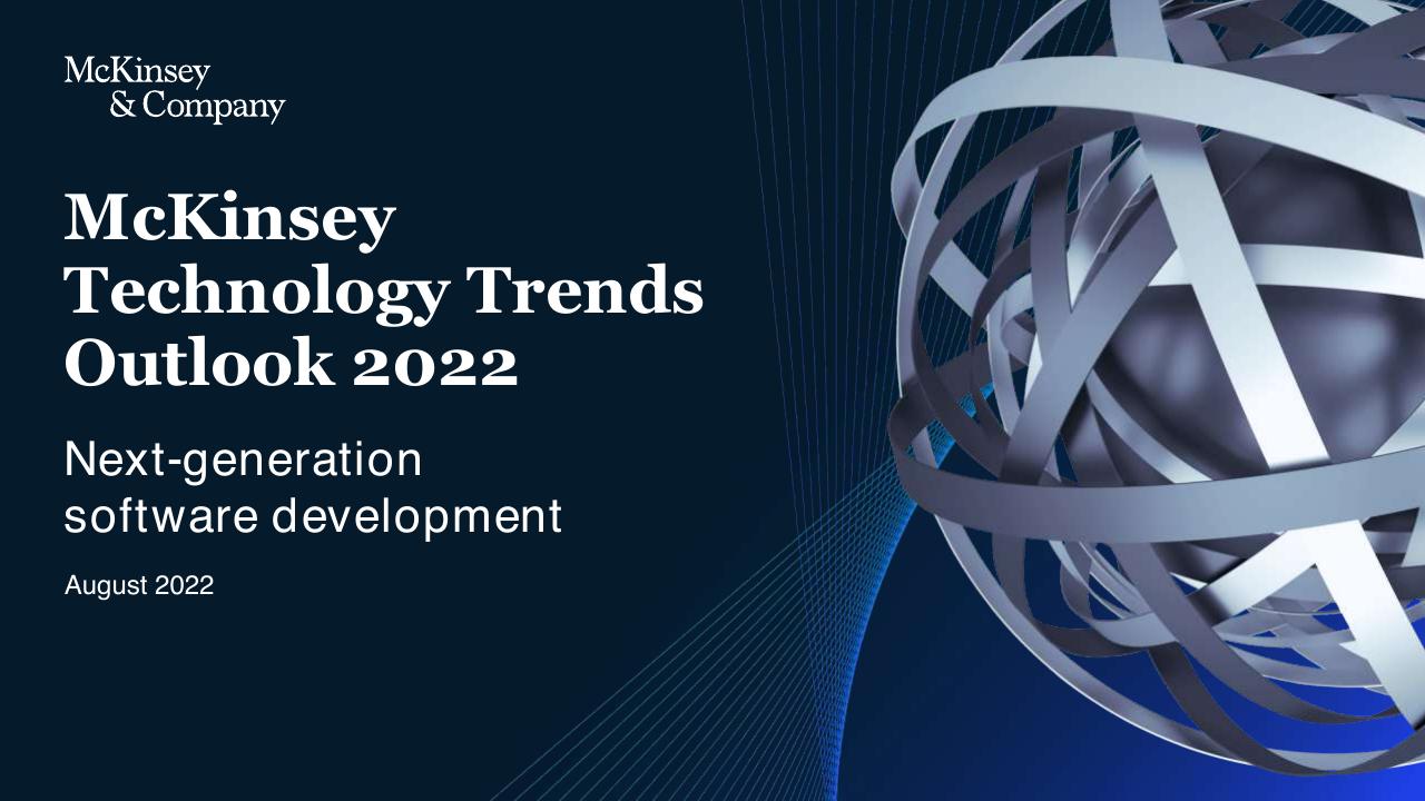 Cover slide 71 from McKinsey Technology Trends Outlook 2022 Report McKinsey
