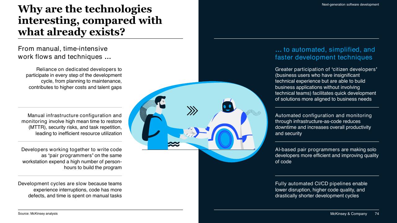 Comparison slide 74 from McKinsey Technology Trends Outlook 2022 Report McKinsey