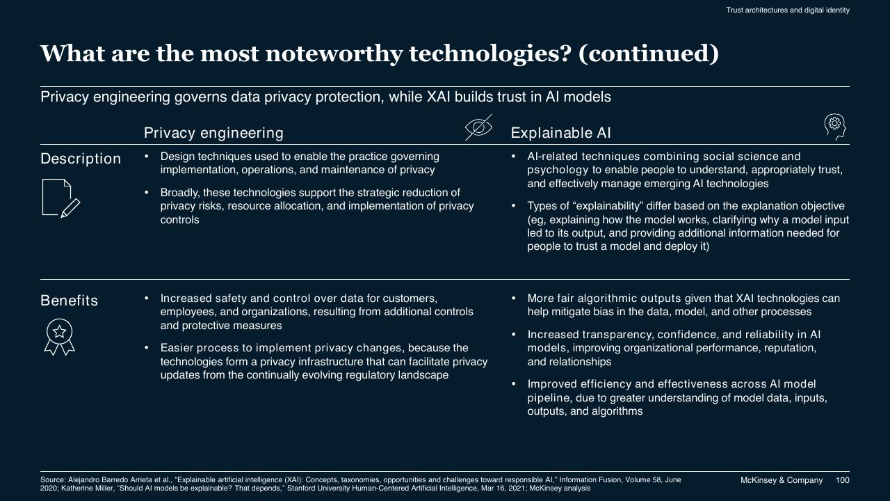 Comparison slide 100 from McKinsey Technology Trends Outlook 2022 Report McKinsey