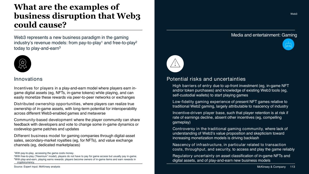 Comparison slide 113 from McKinsey Technology Trends Outlook 2022 Report McKinsey