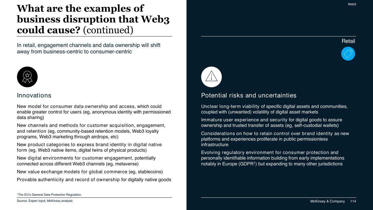 Comparison slide 114 from McKinsey Technology Trends Outlook 2022 Report McKinsey