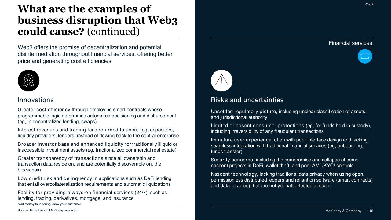 Comparison slide 115 from McKinsey Technology Trends Outlook 2022 Report McKinsey