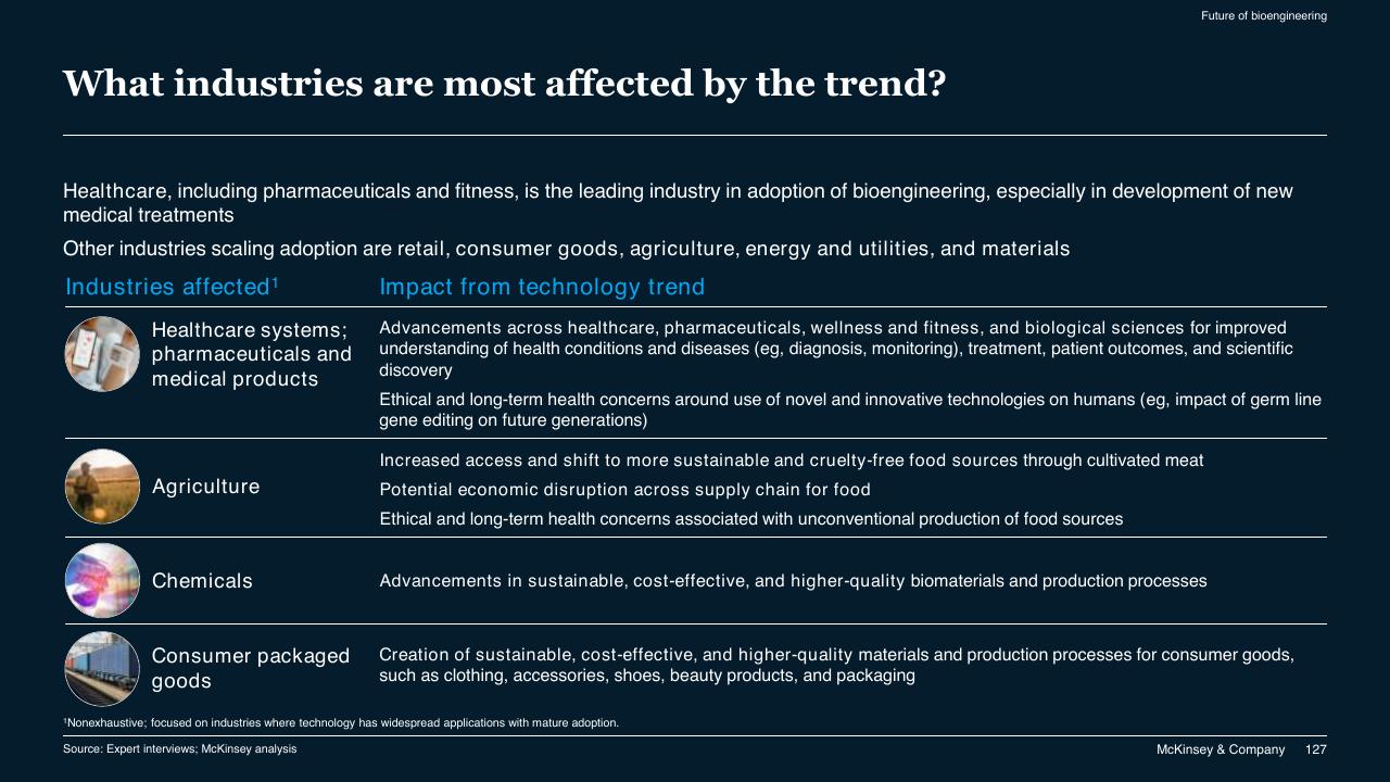 Table slide 127 from McKinsey Technology Trends Outlook 2022 Report McKinsey