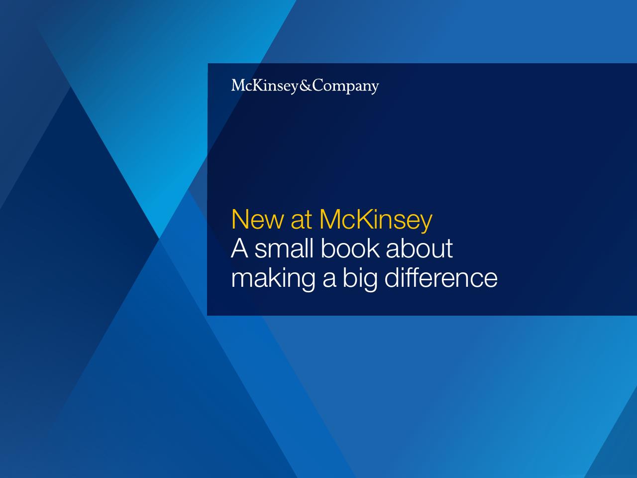 New At McKinsey Making A Difference consulting deck cover