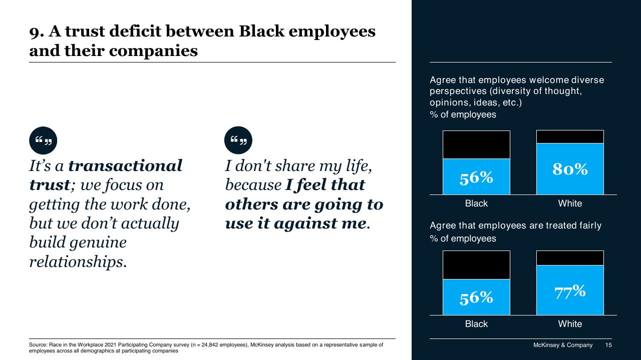 Dashboard slide 15 from Race In The Workplace_ The Black Experience In The US Private Sector