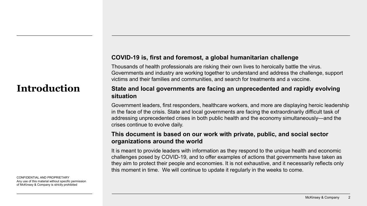 Text slide 2 from Responding To COVID 19_ Addressing The Economic Impact Of The Crisis McKinsey
